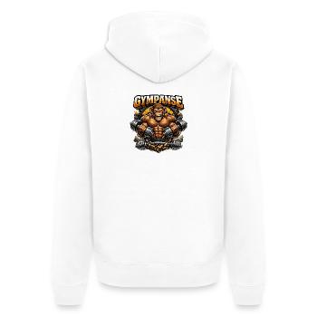 Der sportlichste Affe im Gym - Gympanse - Unisex Premium Bio Zip Hoodie - Weiß - Hinten - Thijin (182cm)