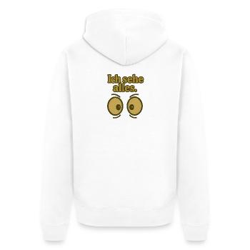 Ich sehe alles Augenprint - Unisex Premium Bio Zip Hoodie - Weiß - Hinten - Thijin (182cm)