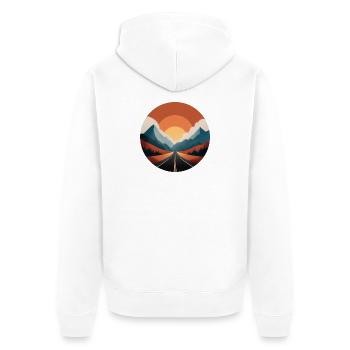 Bergwandern für Naturliebhaber - Unisex Premium Bio Zip Hoodie - Weiß - Hinten - Thijin (182cm)