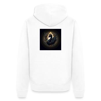 Regal Black Swan with Golden Halo - Unisex Premium Organic Zip Hoodie - white - Back - Thijin (182cm)