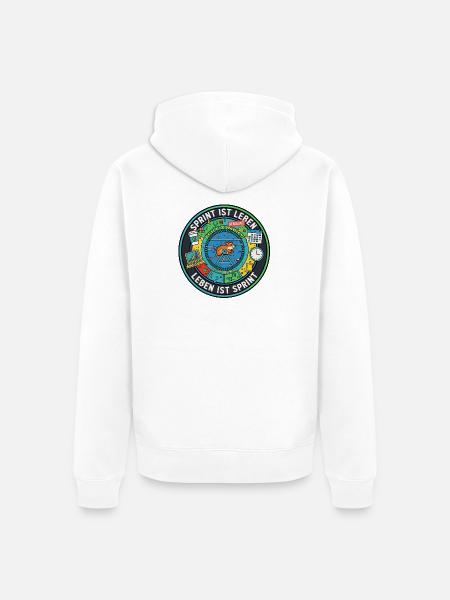Sprint ist Leben: Agile Zombies im Hamsterrad - Unisex Premium Bio Zip Hoodie - Weiß