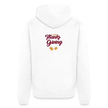 Bon scénario de Thanksgiving avec feuilles - Veste à capuche bio Premium Unisexe - blanc - Dos - Thijin (182cm)