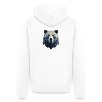 Bear Head, Strong Bear Design, Power Symbol - Unisex Premium Organic Zip Hoodie - white - Back - Thijin (182cm)