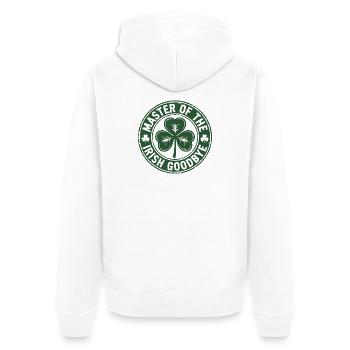Meister der irischen Goodbye Shamrock Green Stamp - Unisex Premium Bio Zip Hoodie - Weiß - Hinten - Thijin (182cm)