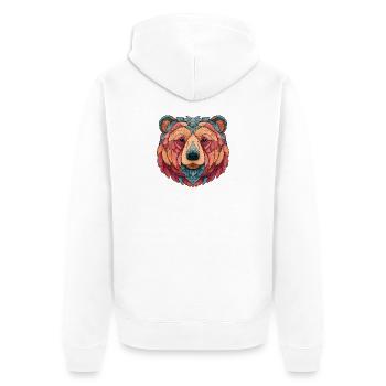 Mandala-Bär in Farbe, Ruhe und Harmonie - Unisex Premium Bio Zip Hoodie - Weiß - Hinten - Thijin (182cm)