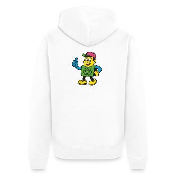 Recycle Hero Maskottchen-Tee - Unisex Premium Bio Zip Hoodie - Weiß - Hinten - Thijin (182cm)