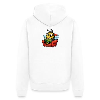 Biene liest ein Buch über Bio - Unisex Premium Bio Zip Hoodie - Weiß - Hinten - Thijin (182cm)