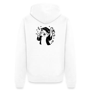 Diplom Katze - Unisex Premium Bio Zip Hoodie - Weiß - Hinten - Thijin (182cm)