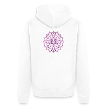 Mandala - Unisex Premium Bio Zip Hoodie - Weiß - Hinten - Thijin (182cm)