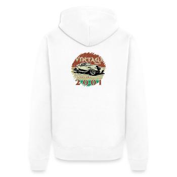 25. Geburtstag - Klassiker - Vintage since 02/2001 - Unisex Premium Bio Zip Hoodie - Weiß - Hinten - Thijin (182cm)