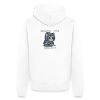 Mode Introverti – Chat à capuche dans le style Pixel - Veste à capuche bio Premium Unisexe - blanc - Dos - Thijin (182cm)
