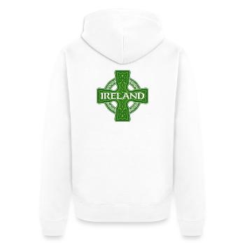 Irland Celtic St. Patrick's Shamrock – St. Paddys - Unisex Premium Bio Zip Hoodie - Weiß - Hinten - Thijin (182cm)