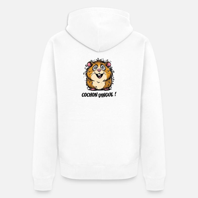 COCHON DINGUE ! - Veste à capuche bio Premium Unisexe - blanc