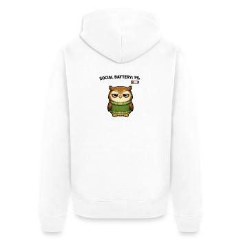 Pull hibou 1 % d’humour de batterie - Veste à capuche bio Premium Unisexe - blanc - Dos - Thijin (182cm)