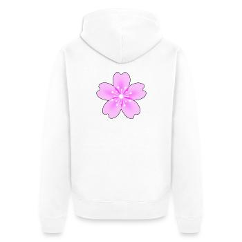 Pink flower with neon rays - Unisex Premium Organic Zip Hoodie - white - Back - Thijin (182cm)