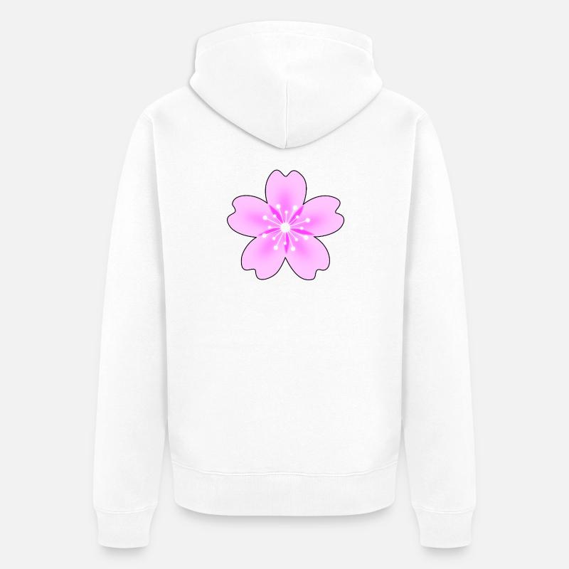 Fleur rose avec des rayons néon - Veste à capuche bio Premium Unisexe - blanc