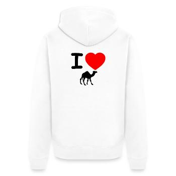 Dromedar - Unisex Premium Bio Zip Hoodie - Weiß - Hinten - Thijin (182cm)