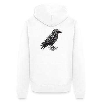 Raven Tribal Black - Unisex Premium Organic Zip Hoodie - white - Back - Thijin (182cm)