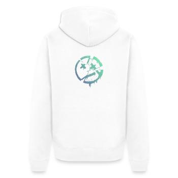 Cercle grunge avec X – Imprimé - Veste à capuche bio Premium Unisexe - blanc - Dos - Thijin (182cm)