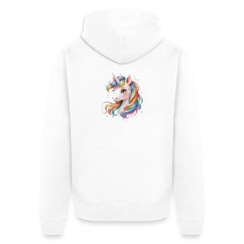 Regenbogen Einhorn - Licorne arc-en-ciel mignonne - Veste à capuche bio Premium Unisexe - blanc - Dos - Thijin (182cm)