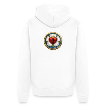 Martin-Luther-Rose - Unisex Premium Bio Zip Hoodie - Weiß - Hinten - Thijin (182cm)