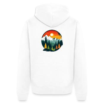 Gebirge Wald Berge Panoramablick Natur Kreismotiv - Unisex Premium Bio Zip Hoodie - Weiß - Hinten - Thijin (182cm)