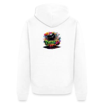 Puck de graffiti complètement déformé - Veste à capuche bio Premium Unisexe - blanc - Dos - Thijin (182cm)