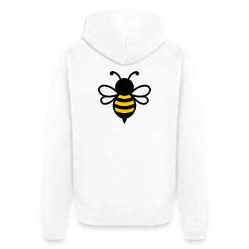 Yellow-striped bee logo - Unisex Premium Organic Zip Hoodie - white - Back - Thijin (182cm)