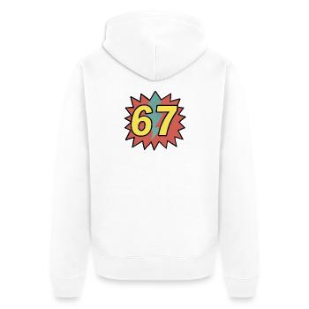 67 - Gen Alpha - Unisex Premium Bio Zip Hoodie - Weiß - Hinten - Thijin (182cm)
