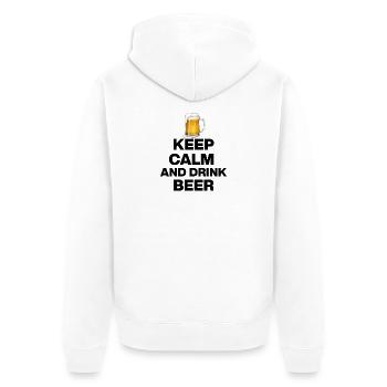 KEEP CALM AND DRINK BEER! BIER LIEBHABER FEIERN s - Unisex Premium Bio Zip Hoodie - Weiß - Hinten - Thijin (182cm)