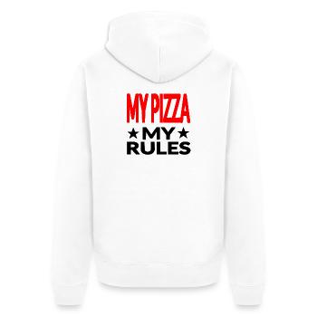 Pizza - Unisex Premium Bio Zip Hoodie - Weiß - Hinten - Thijin (182cm)