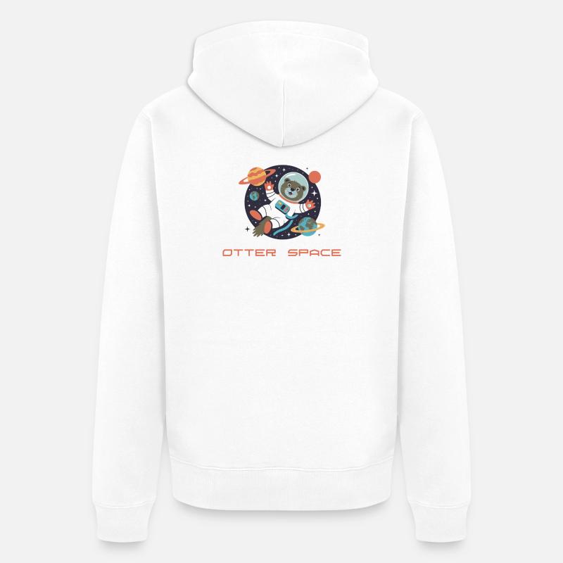 Otter in Space Rétro Comic - Veste à capuche bio Premium Unisexe - blanc