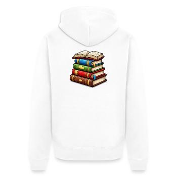Bücherstapel Buch - Unisex Premium Bio Zip Hoodie - Weiß - Hinten - Thijin (182cm)