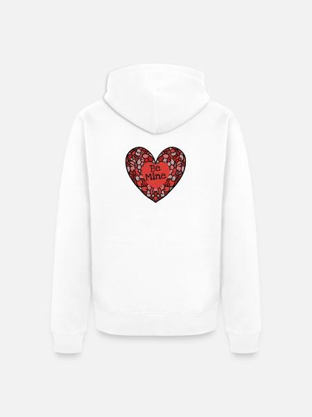 Be Mine Intricate Heart Mosaic - Unisex Premium Organic Zip Hoodie - white