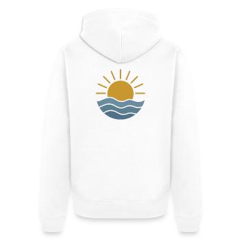 Goldene Sonnenaufgangswellen - Unisex Premium Bio Zip Hoodie - Weiß - Hinten - Thijin (182cm)