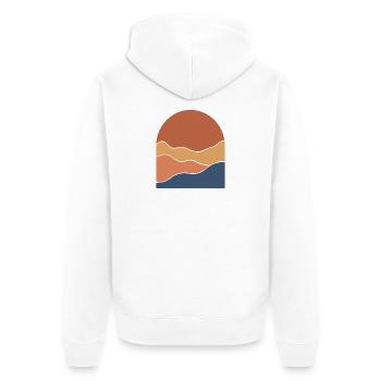 Warm Horizon Layers - Unisex Premium Organic Zip Hoodie - white - Back - Thijin (182cm)