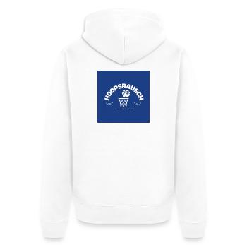Hoopsrausch Basketball Emblem - Unisex Premium Organic Zip Hoodie - white - Back - Thijin (182cm)