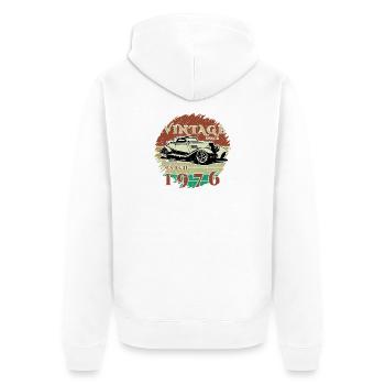 50e anniversaire - Classiques - Millésime depuis 03/1976 - Veste à capuche bio Premium Unisexe - blanc - Dos - Thijin (182cm)
