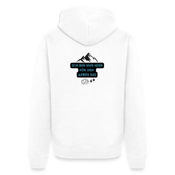 Ich bin nur hier fürs Après Ski - Unisex Premium Bio Zip Hoodie - Weiß - Hinten - Thijin (182cm)