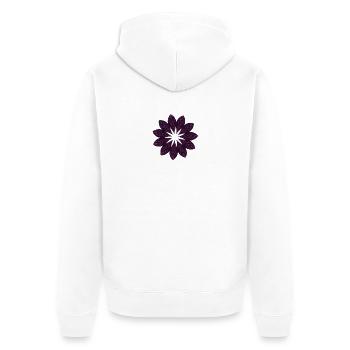 Dunkle Purpur Mandala Blume - Unisex Premium Bio Zip Hoodie - Weiß - Hinten - Thijin (182cm)