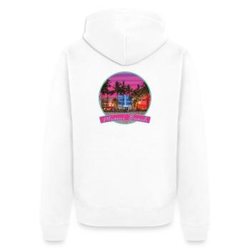 80er Retro Miami Beach Vaporwave - Unisex Premium Bio Zip Hoodie - Weiß - Hinten - Thijin (182cm)