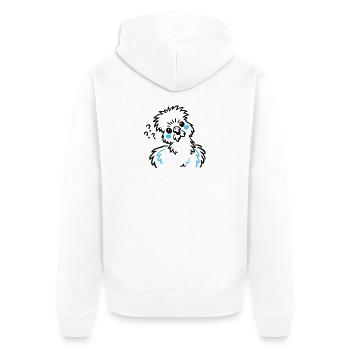Seidenhuhn – Minimalistische Doodle Illustration - Unisex Premium Bio Zip Hoodie - Weiß - Hinten - Thijin (182cm)