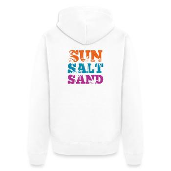 Sommerzeit - Sonne, Salz und Sand - Unisex Premium Bio Zip Hoodie - Weiß - Hinten - Thijin (182cm)