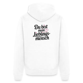 Du bist mein Lieblingsmensch - Unisex Premium Bio Zip Hoodie - Weiß - Hinten - Thijin (182cm)