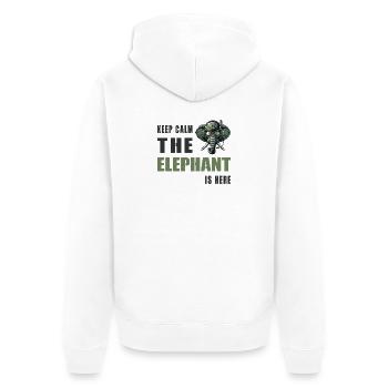 Stay calm, the elephant is here - Unisex Premium Organic Zip Hoodie - white - Back - Thijin (182cm)