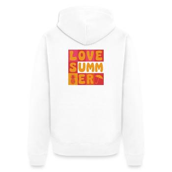 Ich liebe den Sommer - Unisex Premium Bio Zip Hoodie - Weiß - Hinten - Thijin (182cm)