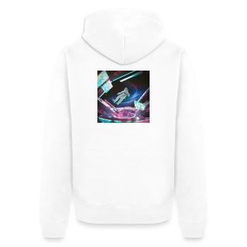 Weltraum Arcadischer Raumanzug - Neon - Unisex Premium Bio Zip Hoodie - Weiß - Hinten - Thijin (182cm)