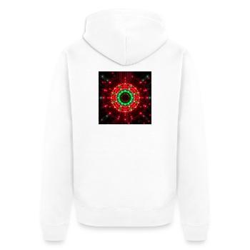 Neon Mandala Tech Zentrum - Unisex Premium Bio Zip Hoodie - Weiß - Hinten - Thijin (182cm)