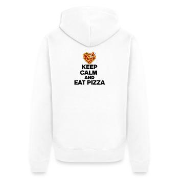 KEEP CALM AND EAT PIZZA, PIZZA JUNKIE GESCHENK 🍕 - Unisex Premium Bio Zip Hoodie - Weiß - Hinten - Thijin (182cm)