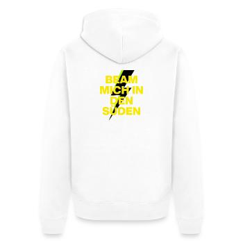 BEAM MICH IN DEN SÜDEN, MALLE CALLING! URLAUB JGA - Unisex Premium Bio Zip Hoodie - Weiß - Hinten - Thijin (182cm)